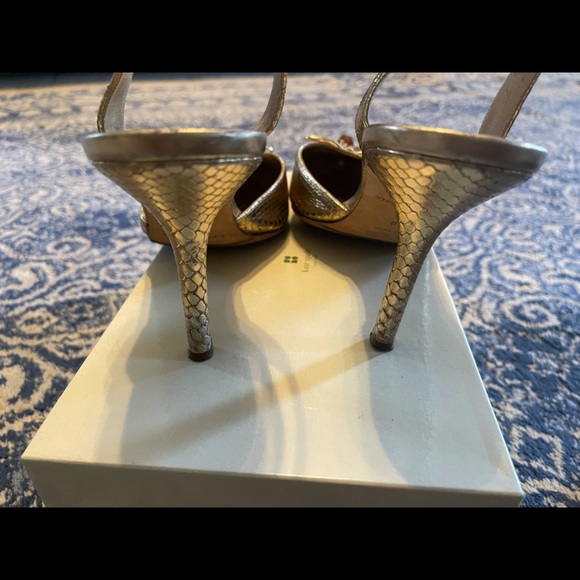 Sold - Kate Spade Gold Snake Skin Slingback Heels Sz 10 - Picture 4 of 5